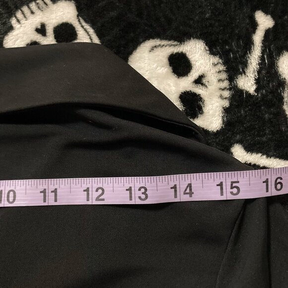 ARK Black two-button semi-open shirt ~ Goth Y2K stretchy SMALL MEDIUM blouse top - Picture 8 of 11